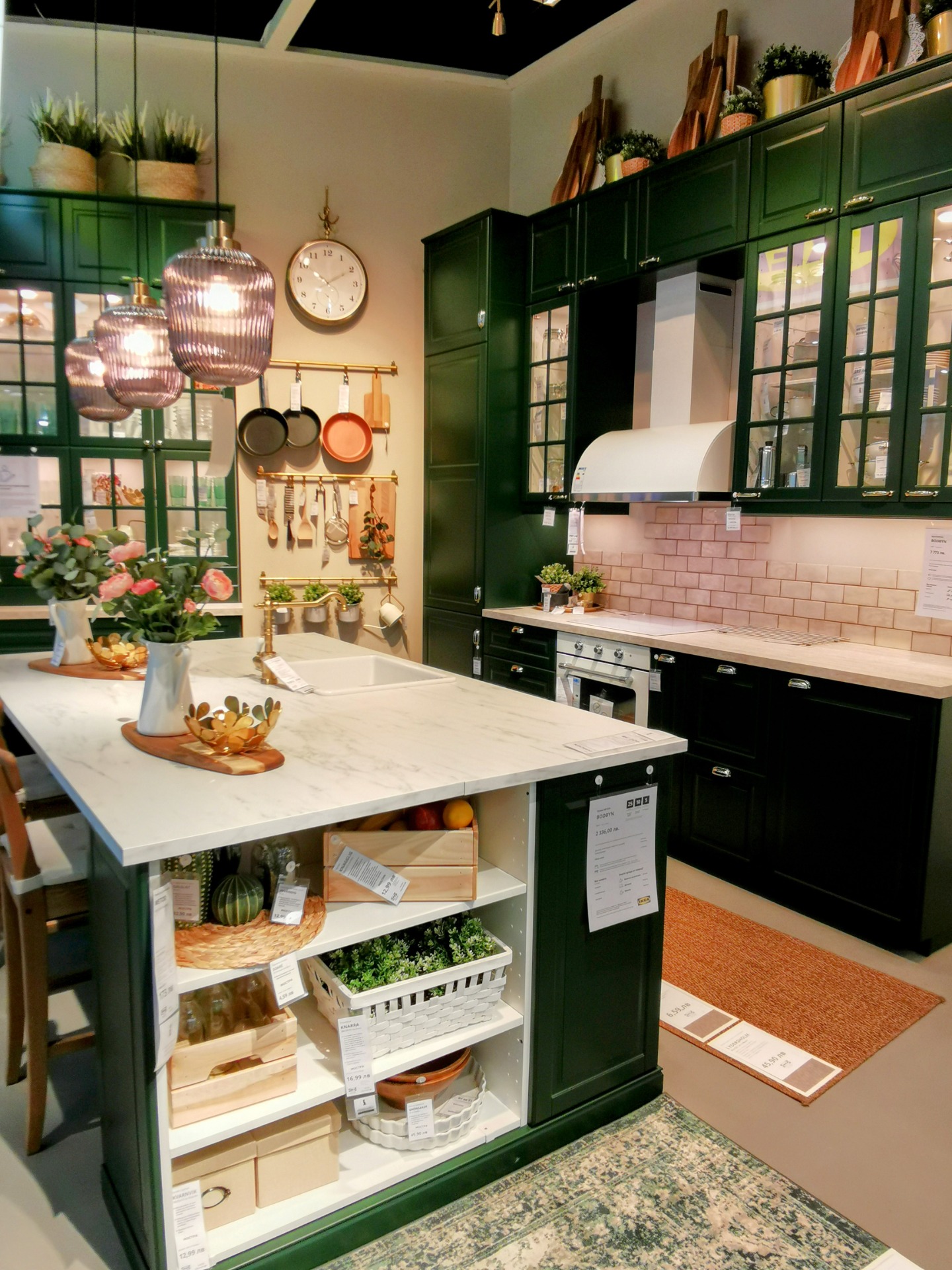 Get a Stylish Kitchen Island with Green Bodbyn IKEA